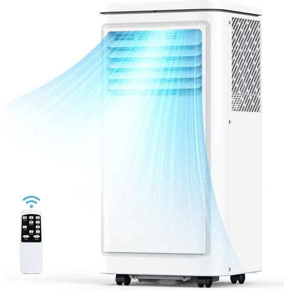 Electactic 8000 BTU 3 in 1 Portable Air Conditioner with remove control, cools up 350 Sq Ft, 24h Timer, White