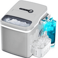 thumbnail image 1 of LHRIVER Portable Compact Self-cleaning Ice Maker With Handle and Ice Scoop, 2 Sizes of Bullet Ice Cubes, Self-Cleaning Ice Maker for Home/Office/Bar/Party (Grey), 1 of 7