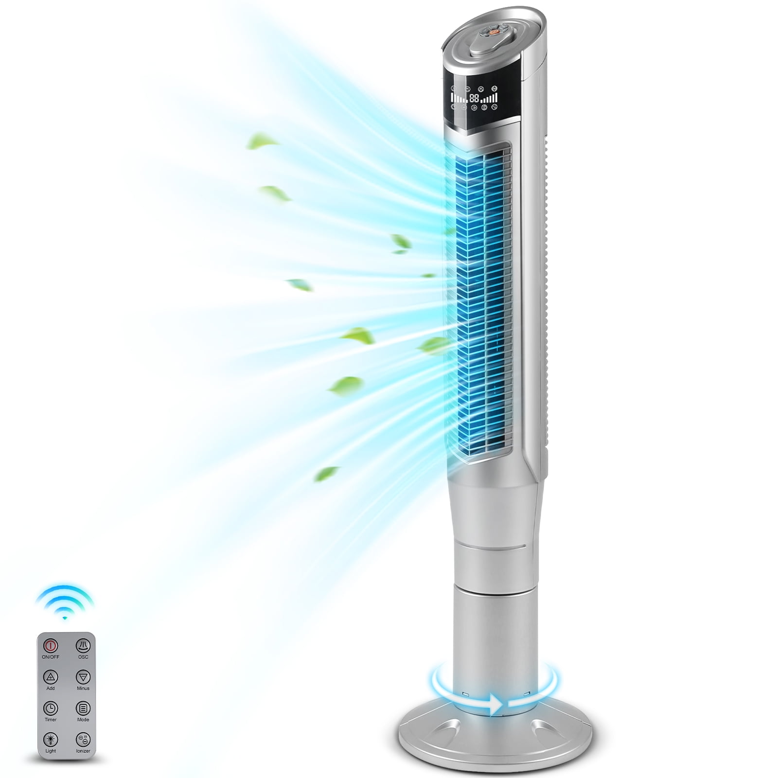 LHRIVER Tower Fan, Ionizer, Remote Control, Portable Bladeless Floor