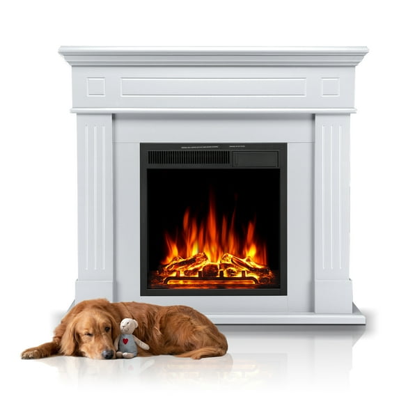 Electactic 43.31" x 39.57" 5100 BTU Electric Freestanding Wooden Frame Fireplace with TV Stand