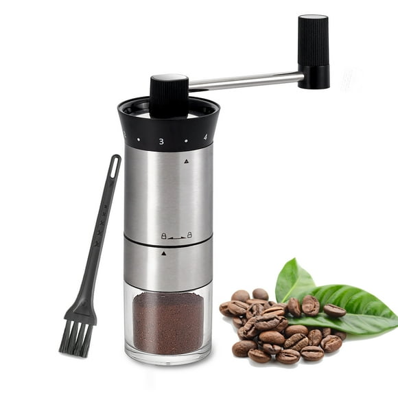 LHS Manual Coffee Grinder, Adjustable Coarseness Ceramic Burr Coffee Grinder Mill with 2 Clear Glass Jars