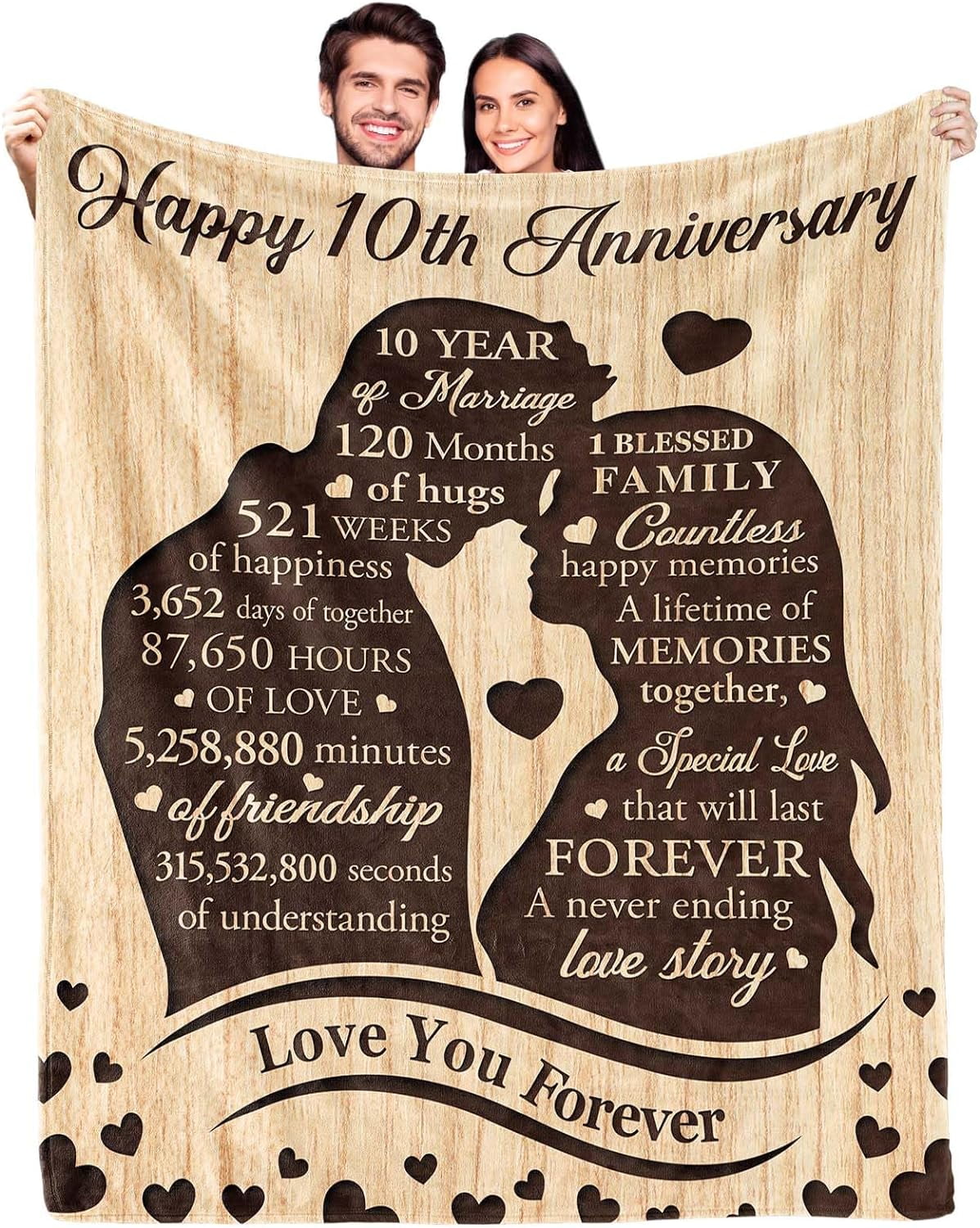 LHSHID 10 Year Anniversary Wedding Gifts for Wife Him Couples Blanket ...