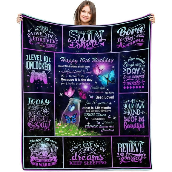 LHSHID 10 Year Old Girl Birthday Gifts Gifts for 10 Year Old Girl 10th Birthday Gifts for Girl 10 Year Old Girl Gift Ideas 10th Birthday Decorations for Girl Throw Blanket 30x40in