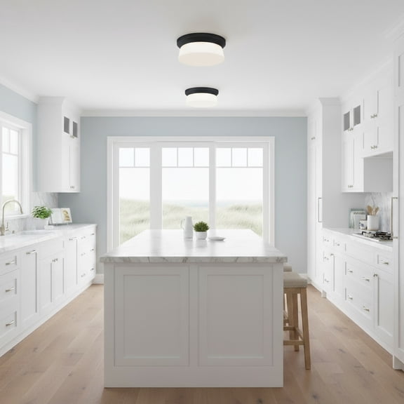 LHSHID 11 inch Black Integrated LED Flush Mount