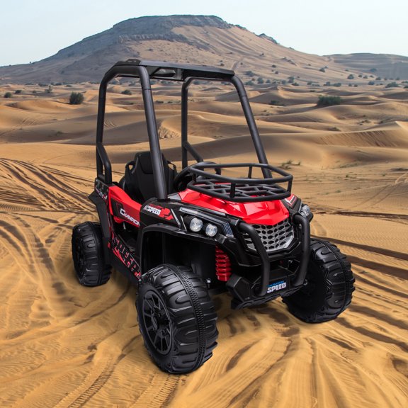 LHSHID 12V Dual-Motor Electric Ride-On UTV Truck, family Off-Road Buggy with Remote Control, Suspension & MP3/USB Music, for Ages 3+, Red
