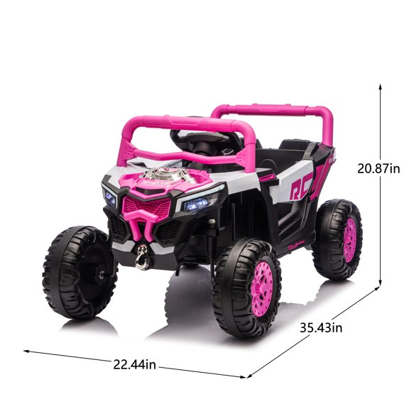 LHSHID 12V Ride On Electric UTV W/2.4G Parents Control,Slow Start Swing Function,Anti-Slip Wheels with Front Shock Absorbers,LED Lights,Built-in music player,Long-Lasting Battery