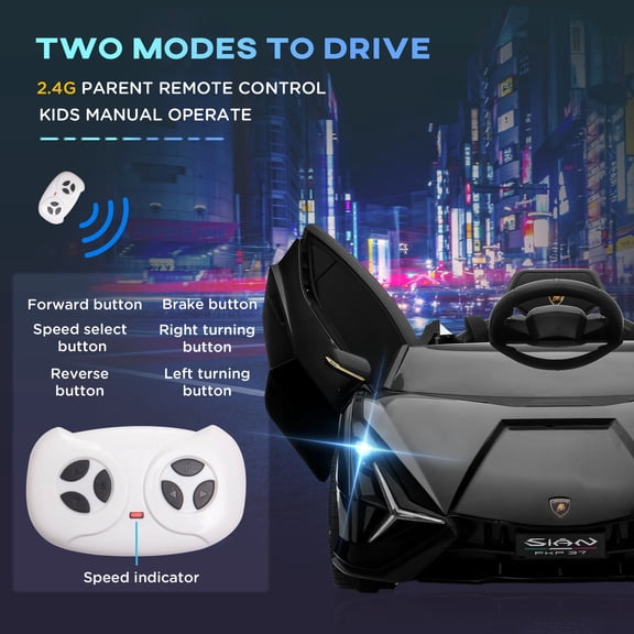 LHKJ 12V SIAN Licensed Battery-Powered Electric Car with Remote Control, Black