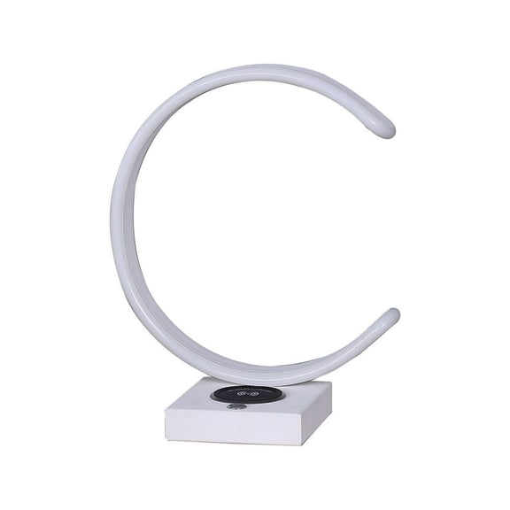 LHSHID 13.5" C Shape LED w/USB/Wireless Charger Port Table Lamp
