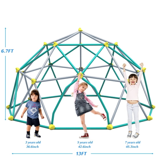 LHSHID 13FT Geometric Dome Climber with Rust & UV-Resistant Steel Frame, Supports 1000 lbs, Multicolor Finish