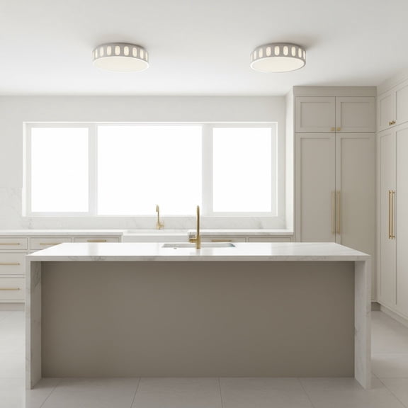 LHSHID 15.15-in Brushed Nickel LED Flush Mount