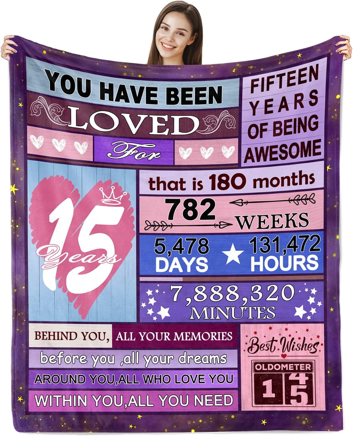 LHSHID 15 Year Old Girl Gift for Birthday Throw Blanket 15th Birthday ...