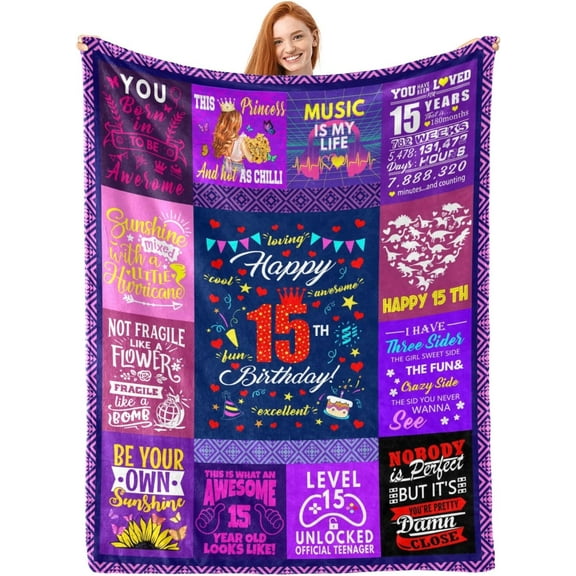 LHSHID 15 Year Old Girl Gifts for Birthday Quinceanera Gifts BlanketGifts for 15 Year Old Girls15th Birthday Gifts for Teen Girls15th Birthday Decorations for Girls Gift Ideas 30"x40"