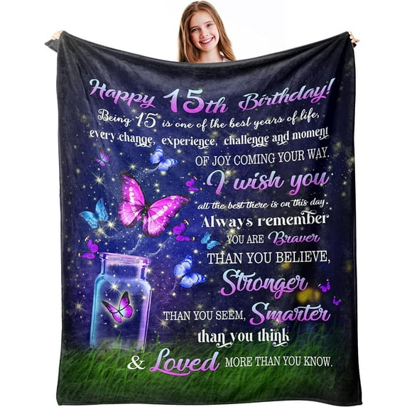 LHSHID 15 Year Old Girl Gifts Quinceanera Gifts Gifts for 15 Year Old Girls for 15 Year Old Girls 15 Year Old Girl Gift Ideas 15th Birthday Decorations for GirlsBlanket 50x60in