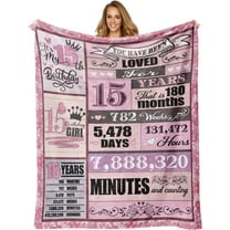 LHSHID 15th Birthday Decorations for Girls 15th Birthday Decorations Gifts 15th Birthday Gifts for Girls 15th Birthday Party Decorations Gift for Girls Throw Blanket 30"x40"