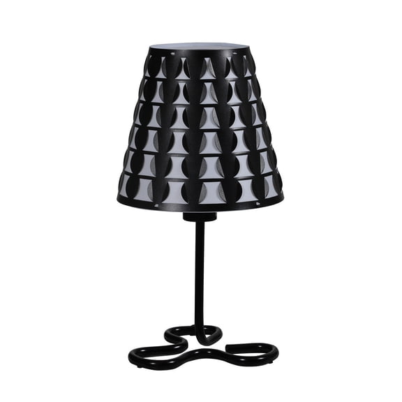 LHSHID 16" Traci Black Geometric Metal Table Lamp