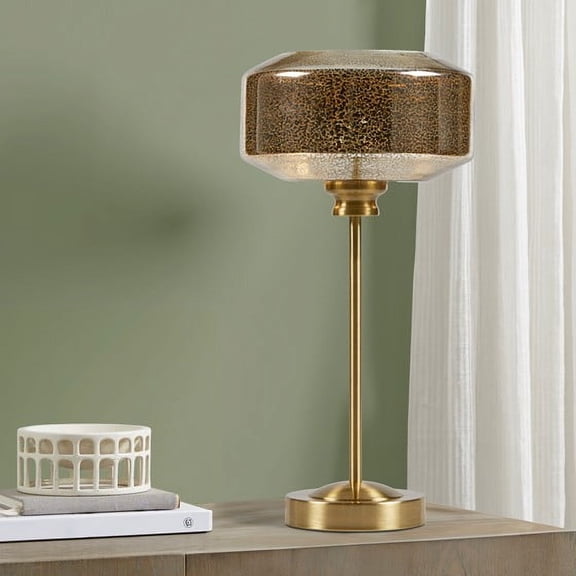 LHSHID 17" Mercury Glass Table Lamp Gold See below