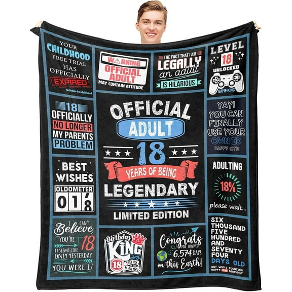LHSHID 18th Birthday Gifts for Boy 18 Year Old Boy Birthday Gifts 18 Birthday Gift Ideas Throw Blanket Gifts for 18 Year Old Male 18 Birthday Decorations for Men 30"x40"