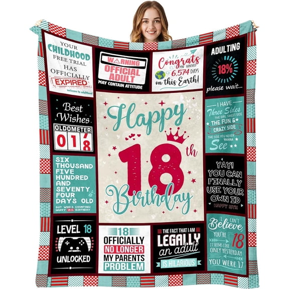 LHSHID 18th Birthday Gifts for Girls 18 Year Old Girl Birthday Gifts Gifts for 18 Year Old Girl 18th Birthday Decorations Throw Blanket for Girls Birthday Gifts for Turning 18 30"x40"
