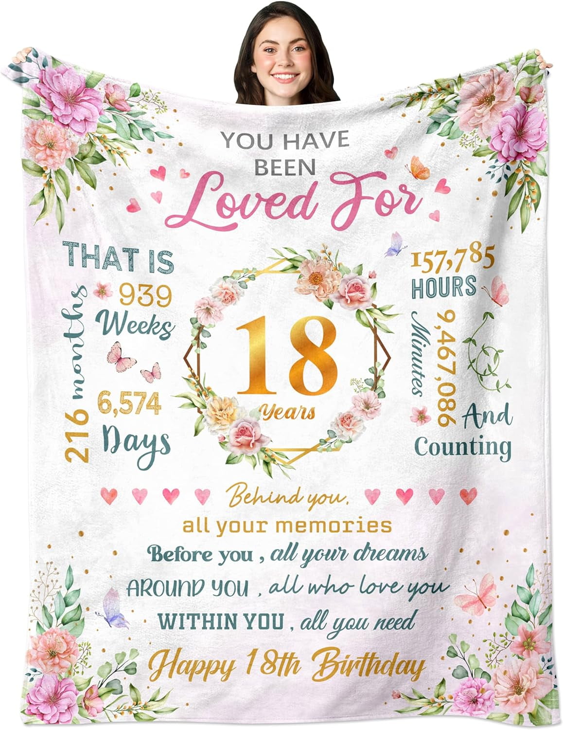 LHSHID 18th Birthday Gifts for Girls Blanket 18 Year Old Girl Birthday ...