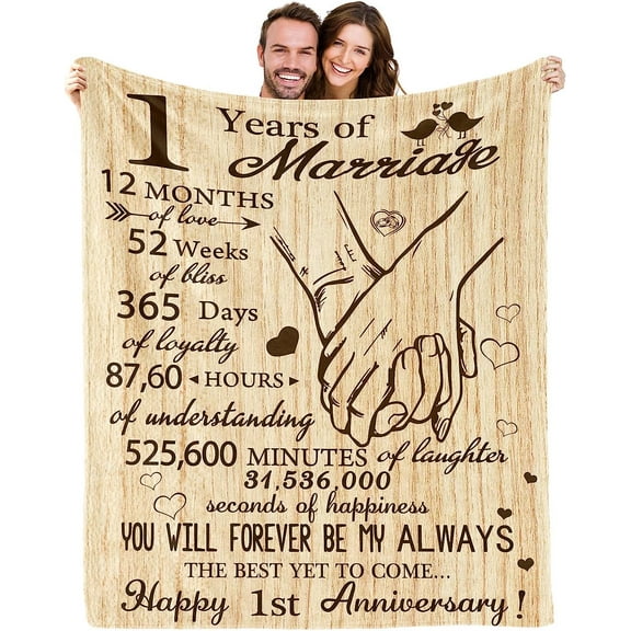 LHSHID 1st Anniversary Romantic Gifts for Him Her 1 Year Anniversary Valentines Gifts for Boyfriend Girlfriend One Year Paper Anniversary Blanket Gifts Ideas for Wife Husband Couple 30"x40"