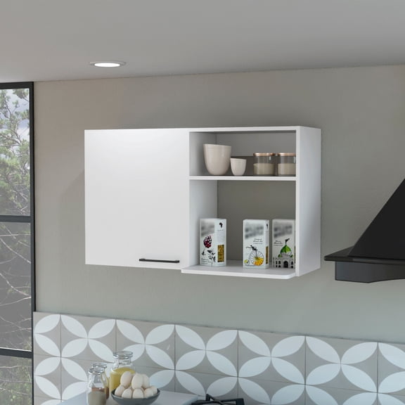 LHSHID 2 Wall Cabinet,2 Door Stackable Wall Mounted Storage Cabinet with 2 Side Shelf