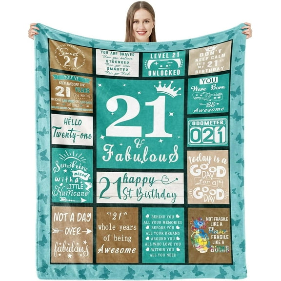 LHSHID 21st Birthday Gifts for Her Happy 21st Birthday Decorations for Her Girl Sister Unique 21st Birthday Gift Ideas for Daughter Female Birthday Gifts for 21 Year Old Girl Blanke 30"x40"