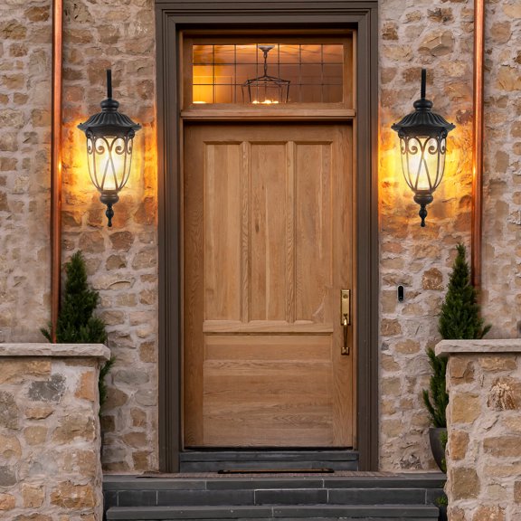 LHKJ Outdoor Wall Lantern, 23 Inches, Black