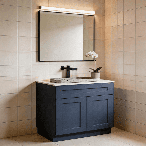 LHSHID 24"Navy Blue Shaker Base Cabinet with Soft-Close Door,Drawer,Space-Saving Solid Wood Unit with Adjustable Shelf for Kitchen,Bath,Laundry,Garage(24"Wx24"Dx34.5"H)