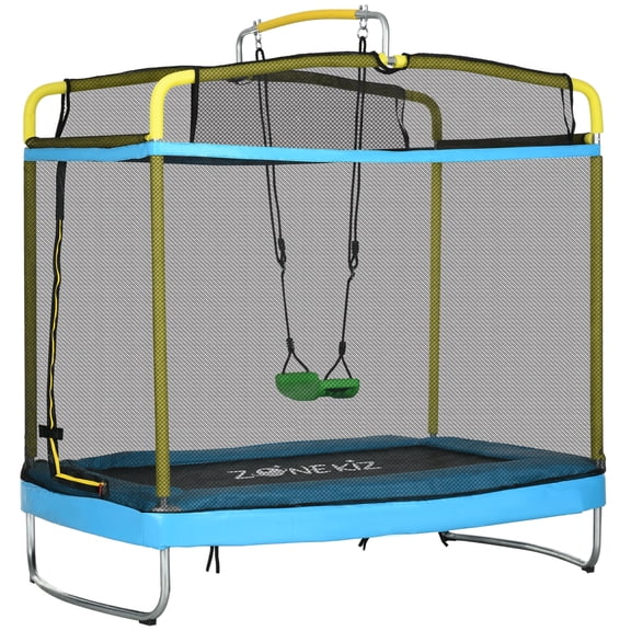 LHSHID 3-in-1 Trampoline for,6.9' Trampoline with Enclosure,Swing,Gymnastics Bar,Trampoline for Outdoor/Indoor Use,Light Blue