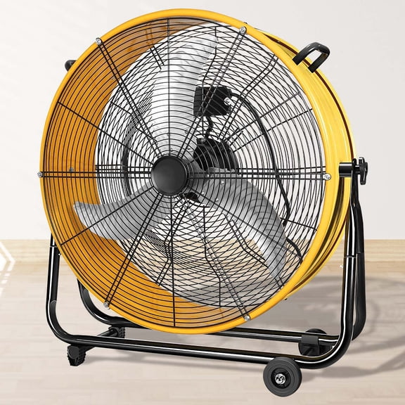 LHSHID 30 in 3 Speed Yellow Heavy Duty Metal Industrial Drum Fan,Air Circulation