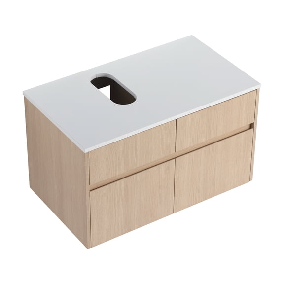 LHSHID 32 Inch Wall-Mounted Bathroom Vanity,2-Soft Close Doors and 1-Drawer,KD-Packing,Particle Board(Vanity Only,Without Sink)