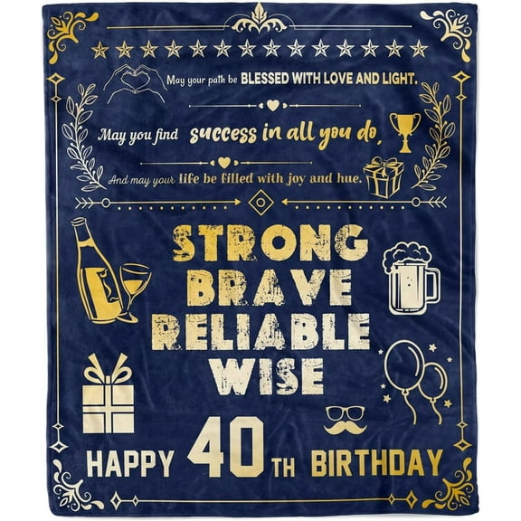 LHSHID 40th Birthday Gifts for Men 40th Birthday Gifts for Him 40 Year Old Birthday Gifts for Men 40th Blanket 40th Birthday Decorations for Men Gift for 40th Birthday Men Navy Blue Blanket 30x40in