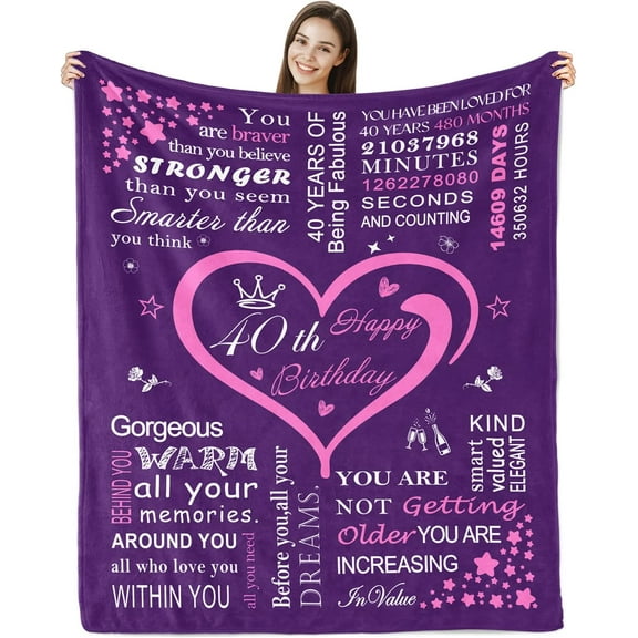 LHSHID 40th Birthday Gifts for Women Blanket 40th Birthday Gifts Ideas Birthday Gifts Throw Blanket Women 40th Birthday Gifts for Sister Wife Mom 40 Year Old Birthday Gift Ideas 30x40in