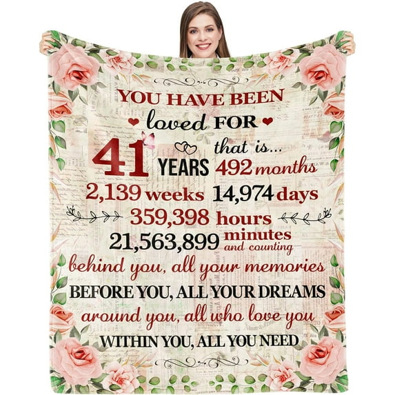 LHSHID 41 Year Old Birthday Gifts for Women 41st Birthday Decorations for Women Bestie Wife Sister Mom Friends 41st Birthday Blanket 60"x80"