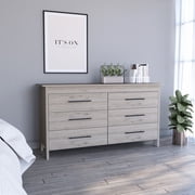 LHKJ 6-Drawer Double Dresser, Light Gray