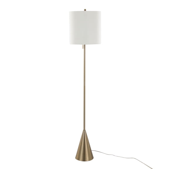 LHSHID 64" Contemporary Metal Floor Lamp in Gold Metal with White Linen Shade