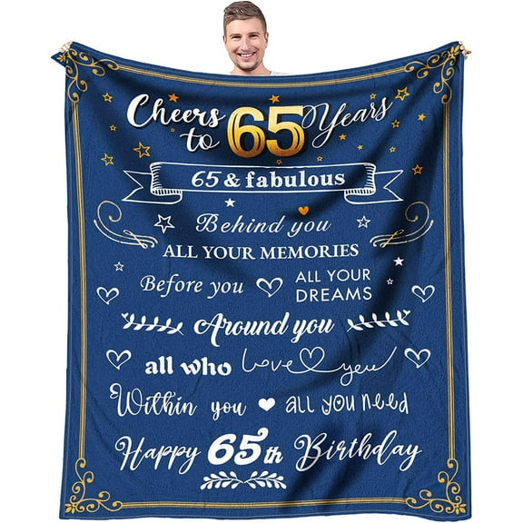 LHSHID 65th Birthday Gifts for Men Blanket 65 Birthday Gifts for Dad or Grandpa Birthday Gifts for Men 65 Year Old Birthday Gifts Men Cozy & Soft Flannel Throw Blanket 30x40in