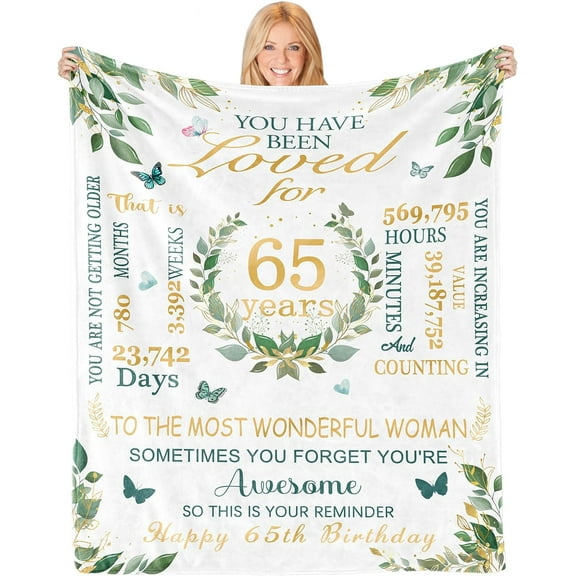 LHSHID 65th Birthday Gifts for Women Men Turning 65 Year Old Bday Gift Blanket Idea Birthday Blanket Gift for Mom Dad Grandma 65th Birthday Blanket Decorations 30"x40"