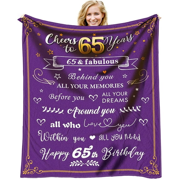 LHSHID 65th Birthday Gifts for Women Blanket 65 Birthday Gifts for Mom or Grandma Cozy & Soft Flannel Throw Blanket 30"x40"