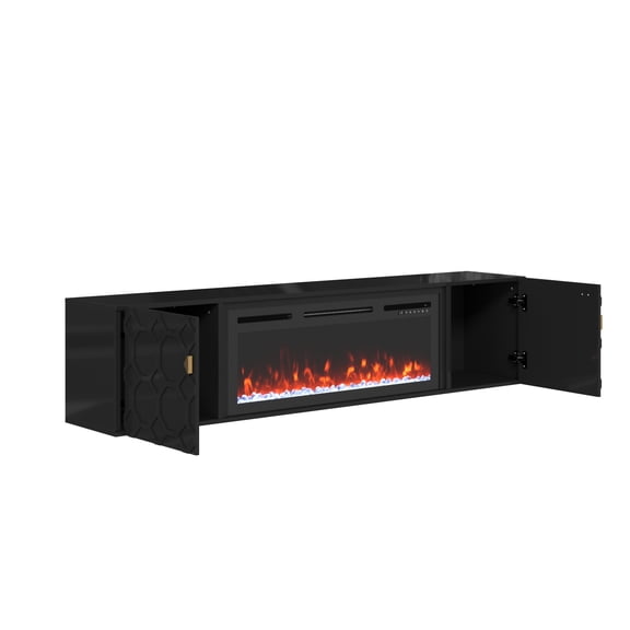 LHKJ 67in Black TV Stand, High Gloss, MDF
