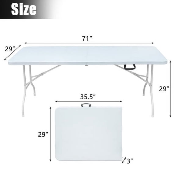 LHKJ Folding Table, 6ft, White