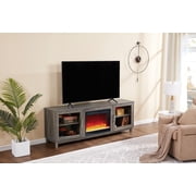 LHKJ 70in Gray Walnut TV Stand, Fireplace, Heater