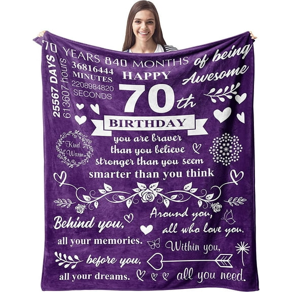 LHSHID 70th Birthday Gifts for Women Blanket Happy 70th Birthday Decorations for Women Throw Blanket Birthday Gifts for 70 Year Old Woman Blankets Throws 70th Birthday Gifts Ideas 30x40in