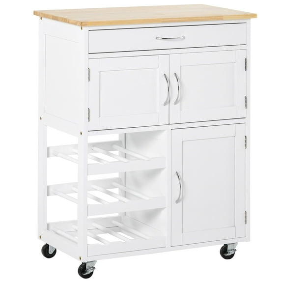 LHSHID Bar Cart Rolling Kitchen Island on Wheels with Wine Rack
