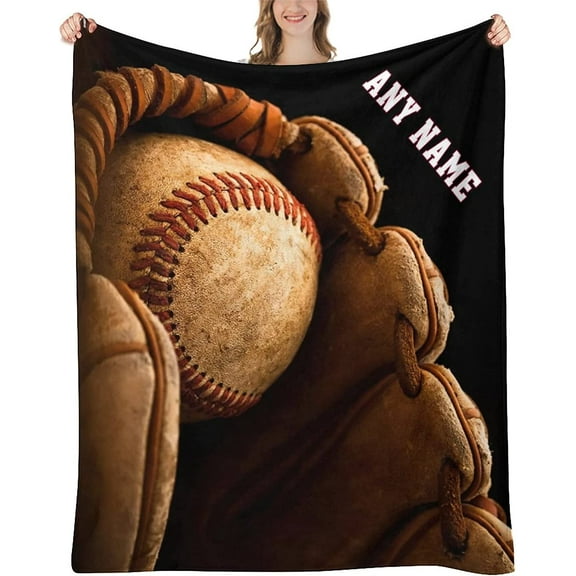 LHSHID Baseball Blanket Personalized Name Blanket for Kids Adults Custom Baseball Blankets with Name Sports Customized Throw Blanket for Boys Mens Gifts 40"x50"