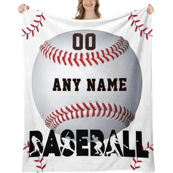 LHSHID Baseball Blanket Personalized Name Blanket for Kids Adults Baseball Blankets with Name Sports ized Throw Blanket for Boys Mens Gifts 30x40in