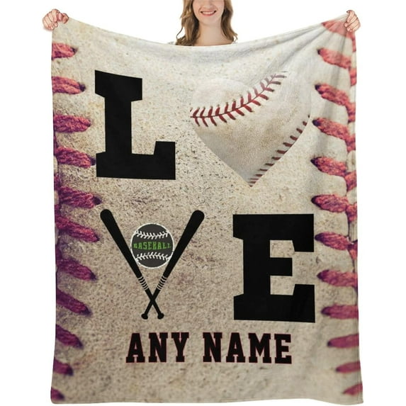 LHSHID Baseball Blanket Personalized Name Blanket for Kids Adults Baseball Blankets with Name Sports ized Throw Blanket for Boys Mens Gifts 30x40in