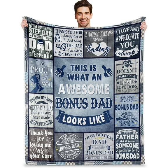 LHSHID Best Bonus Dad Gifts Stepdad Gift from Daughter Son Best Step Dad Ever Gifts Happy Birthday Bonus Dad Gifts Idea Step Dad Gifts for Fathers Day Christmas Bonus Dad Blanket Gifts 30"x40"