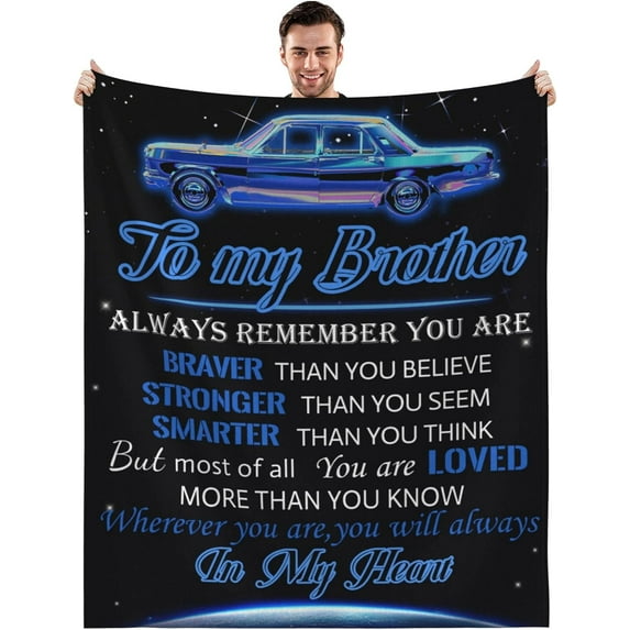 LHSHID Best Gifts for Brother from Sister Big Brother Gifts Blanket to My Brother Blanket Personalized Flannel Throw Blanket Christmas Birthday Gifts for Brother in Law Adult Men 60x80in