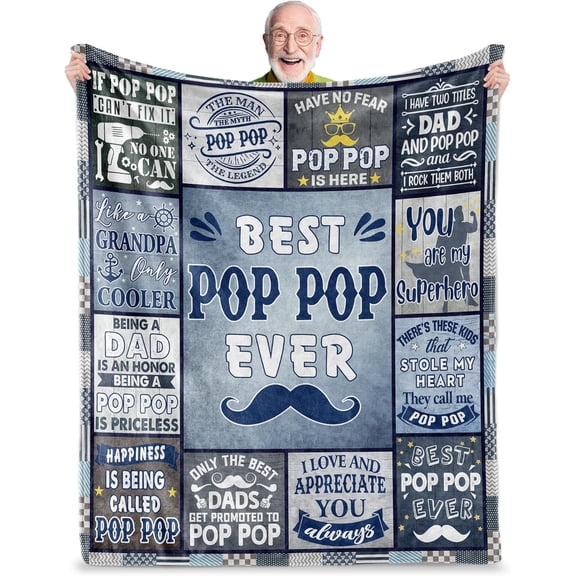 LHSHID Best Pop Pop Gifts from Grandchildren Gifts for Pop Pop Pop Pop Gifts for Grandpa Pop Pop Birthday Gifts from Grandkids Pop Pop Gifts for Fathers Day Christmas Pop Pop Blanket 40"x50"